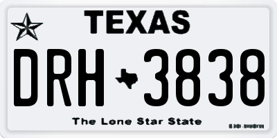 TX license plate DRH3838