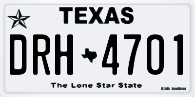 TX license plate DRH4701