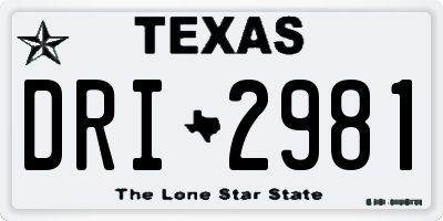 TX license plate DRI2981