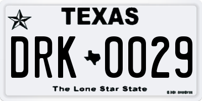 TX license plate DRK0029