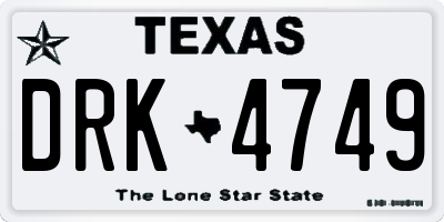 TX license plate DRK4749