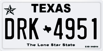 TX license plate DRK4951