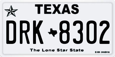 TX license plate DRK8302