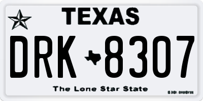 TX license plate DRK8307