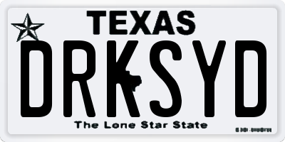 TX license plate DRKSYD