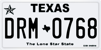 TX license plate DRM0768