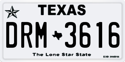 TX license plate DRM3616