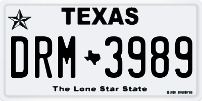 TX license plate DRM3989