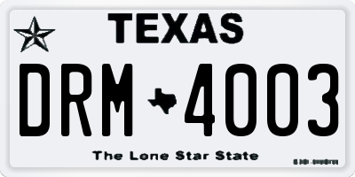 TX license plate DRM4003