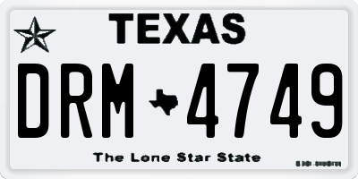 TX license plate DRM4749