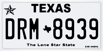 TX license plate DRM8939