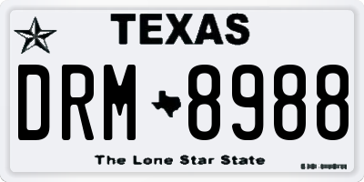 TX license plate DRM8988