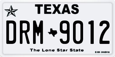 TX license plate DRM9012