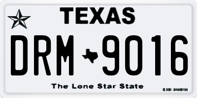 TX license plate DRM9016