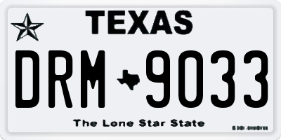TX license plate DRM9033