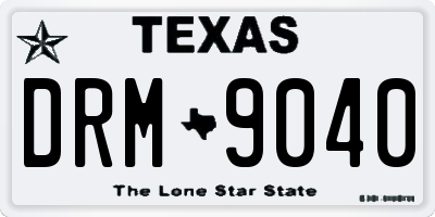 TX license plate DRM9040
