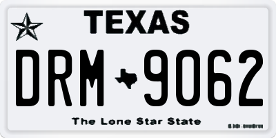 TX license plate DRM9062