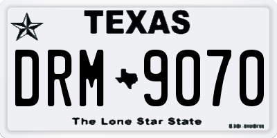 TX license plate DRM9070