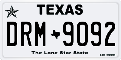TX license plate DRM9092
