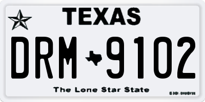 TX license plate DRM9102
