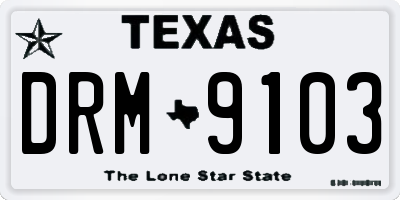 TX license plate DRM9103
