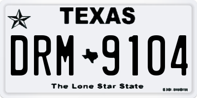 TX license plate DRM9104