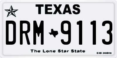 TX license plate DRM9113