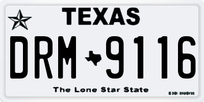 TX license plate DRM9116