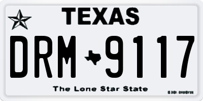 TX license plate DRM9117