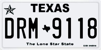 TX license plate DRM9118
