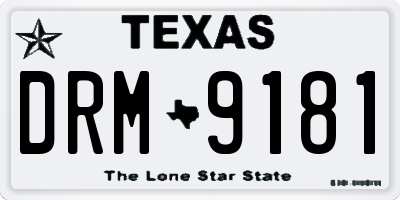 TX license plate DRM9181