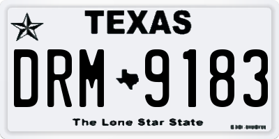 TX license plate DRM9183