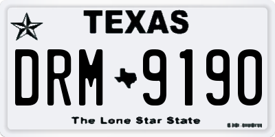 TX license plate DRM9190