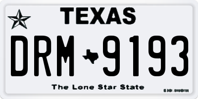 TX license plate DRM9193