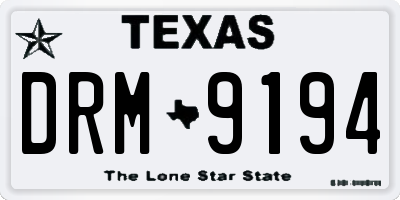 TX license plate DRM9194