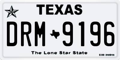 TX license plate DRM9196