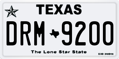 TX license plate DRM9200