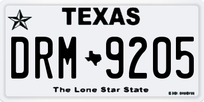 TX license plate DRM9205