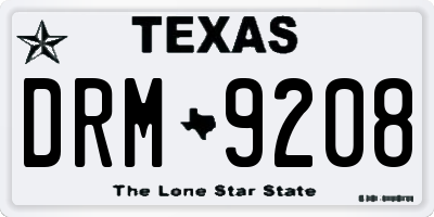 TX license plate DRM9208