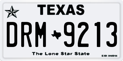TX license plate DRM9213