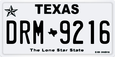 TX license plate DRM9216