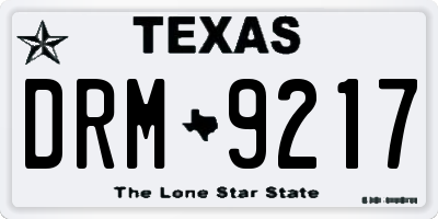 TX license plate DRM9217