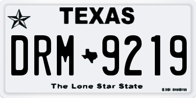 TX license plate DRM9219