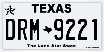 TX license plate DRM9221