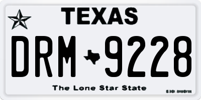 TX license plate DRM9228