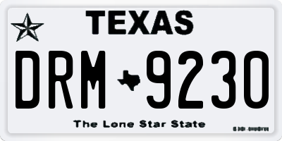 TX license plate DRM9230