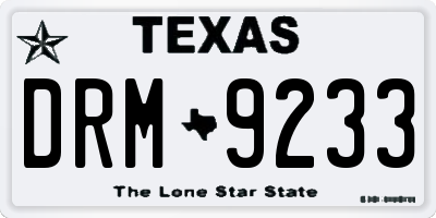 TX license plate DRM9233