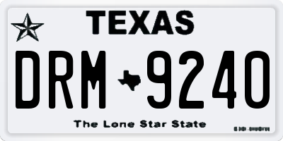 TX license plate DRM9240