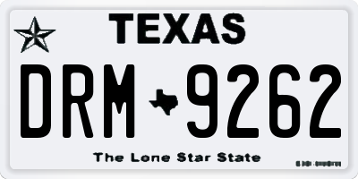 TX license plate DRM9262