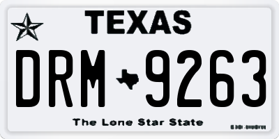 TX license plate DRM9263